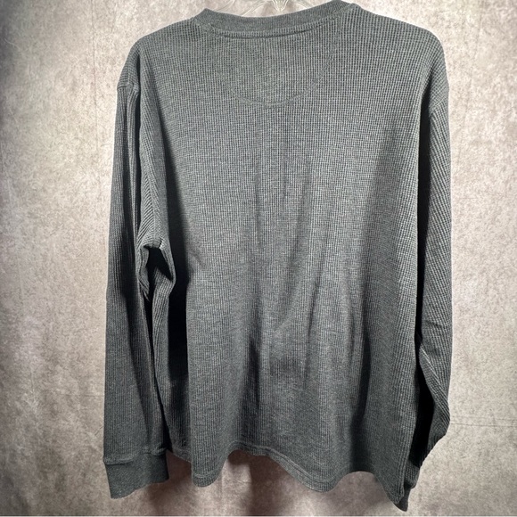 Men’s Thermal Henley Medium Long Sleeve Button Up Crew Neck Dexter Morgan Gray - Picture 2 of 9